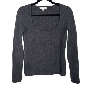 White + Warren Womens XSmall XS Gray Heather Cashmere Square Neck Sweater